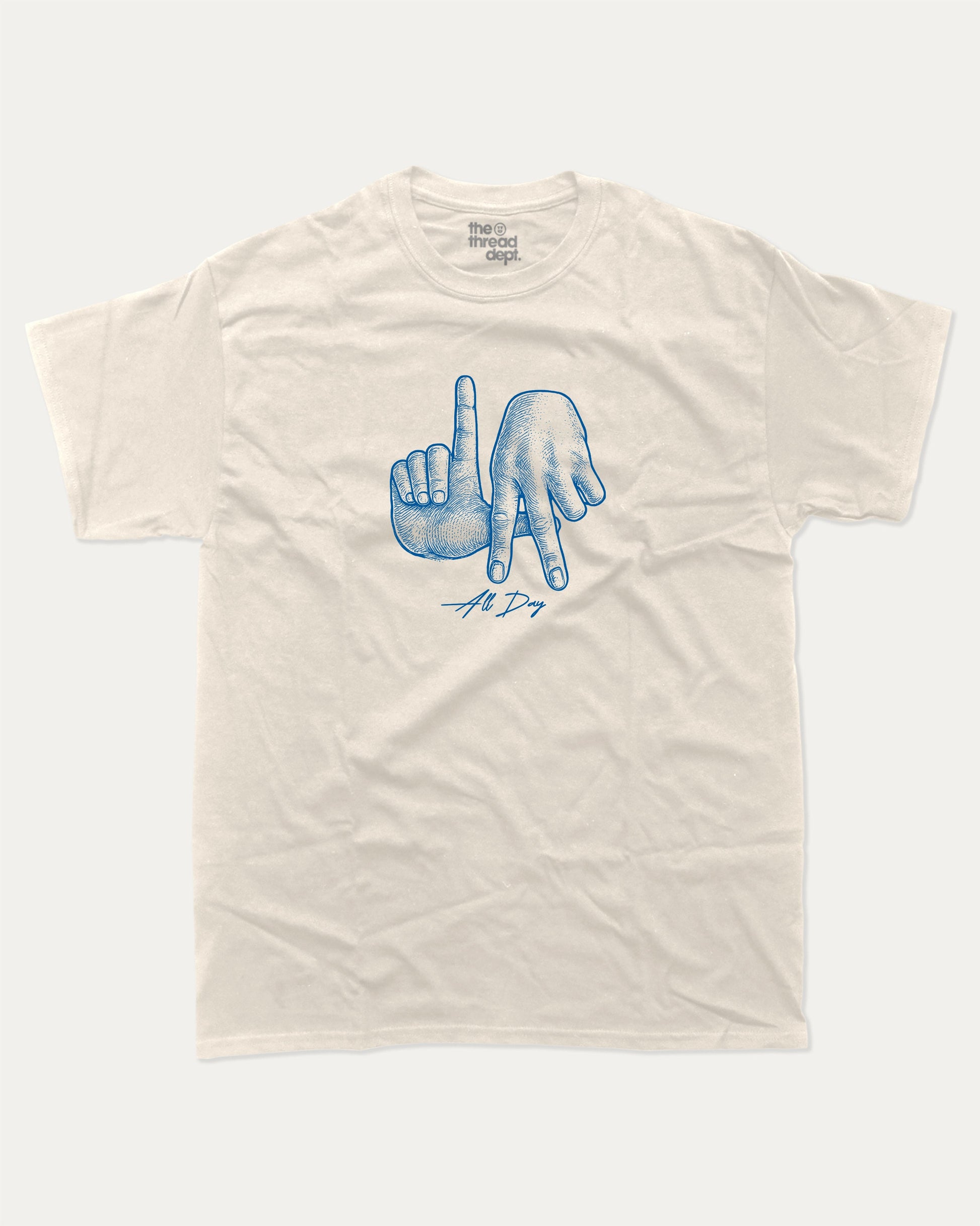 LA All Day graphic t-shirt, perfect for adults.Los Angeles State tee, trending meme shirt, unique gift idea. Cream.