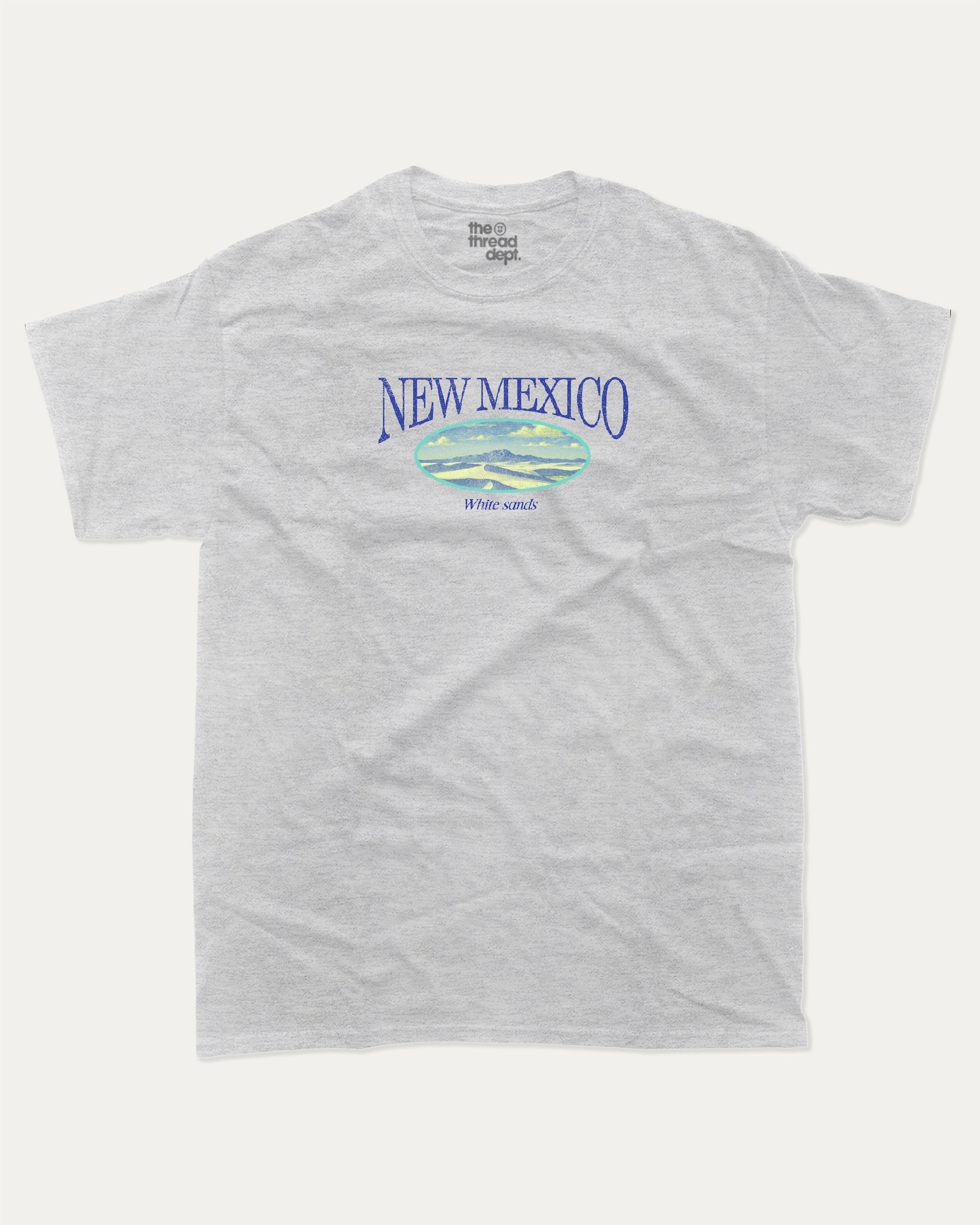 New Mexico White Sands graphic t-shirt, New Mexico State Graphic T shirt, White Sands Graphic T shirt, A must-have funny tee, trending meme shirt, unique gift idea. Ash Grey .
