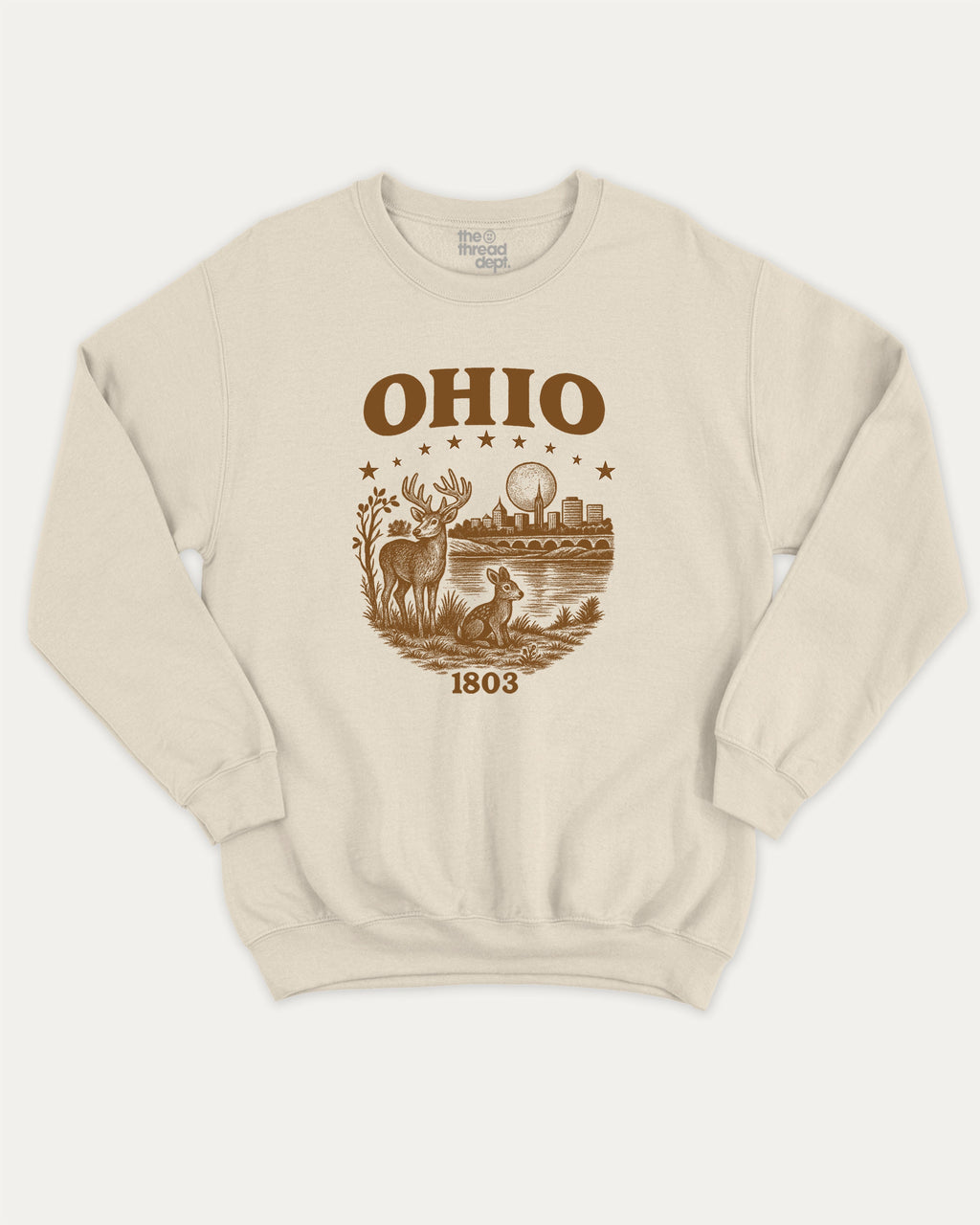 Ohio 1803 graphic sweatshirt with bold and humorous print, State Graphic T shirt, Ohio Grapic T shirt, United States Graphic T shirt, warm and cozy graphic for everyday wear. Perfect for adults and gift-giving. Natural pullover.