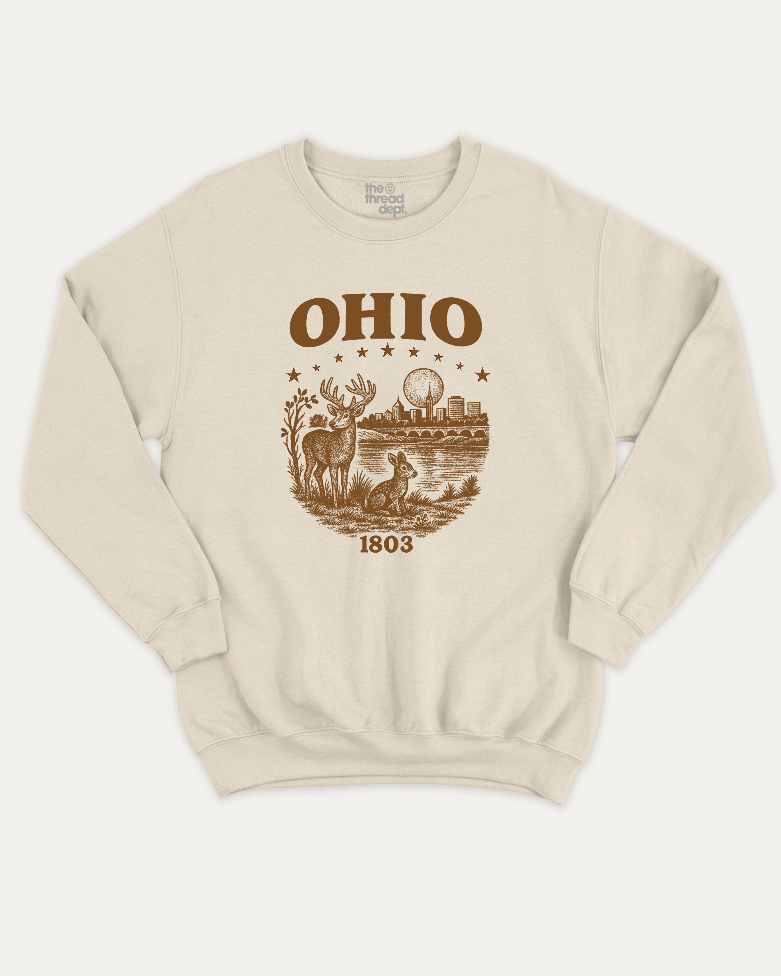 Ohio 1803 graphic sweatshirt with bold and humorous print, State Graphic T shirt, Ohio Grapic T shirt, United States Graphic T shirt, warm and cozy graphic for everyday wear. Perfect for adults and gift-giving. Natural pullover.
