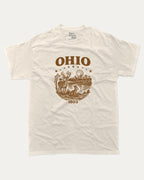 Ohio 1803 graphic tee with bold and humorous print, State Graphic T shirt, Ohio Grapic T shirt, United States Graphic T shirt, funny and trendy graphic. Perfect for adults and gift-giving. Cream shirt.