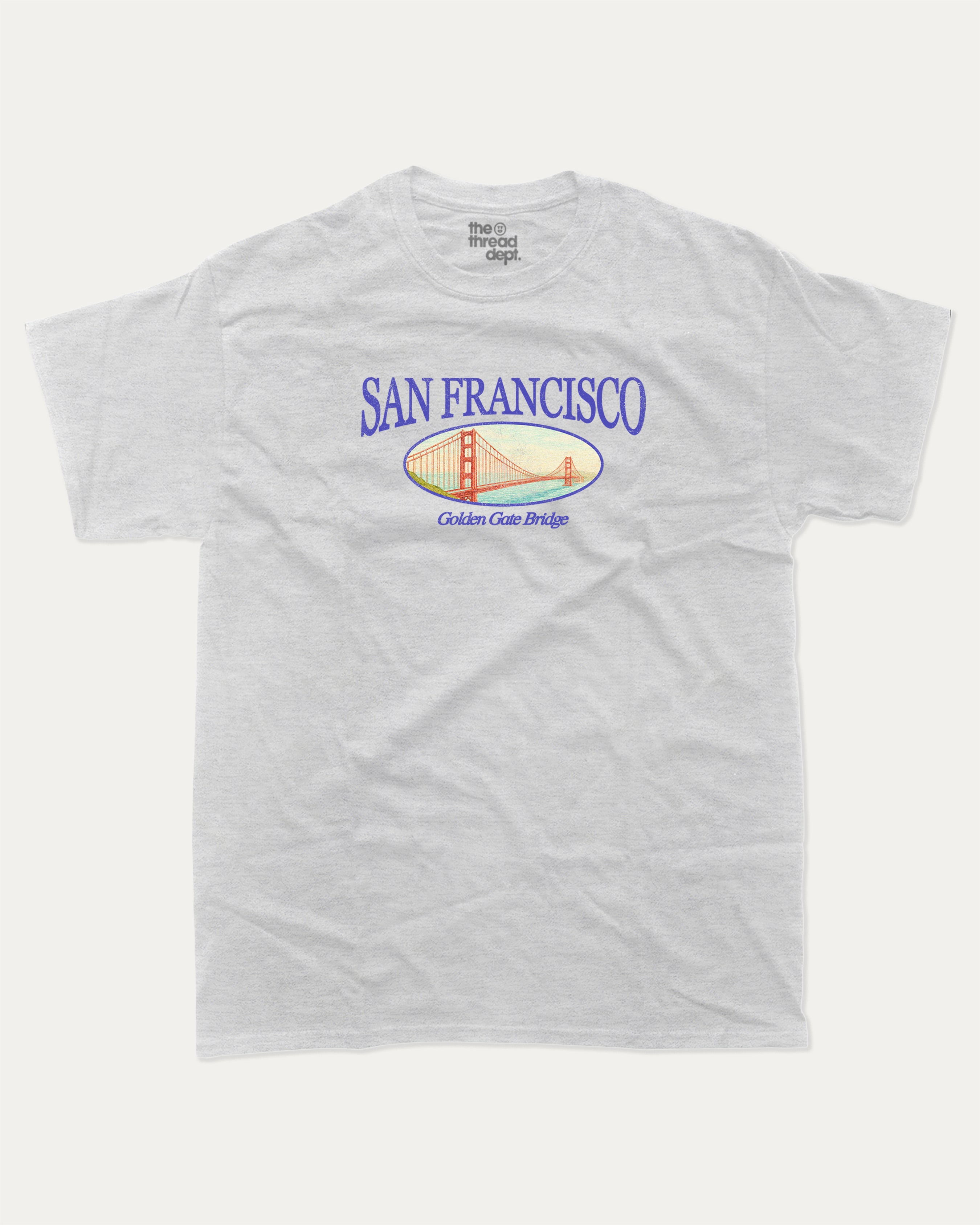 San Francisco graphic t-shirt, State Graphic T shirt, Retro San Francisco Graphic T shirt, Golden Gate Bridge T shirt, California City Graphic T shirt, A must-have funny tee, trending meme shirt, unique gift idea. Ash Grey .