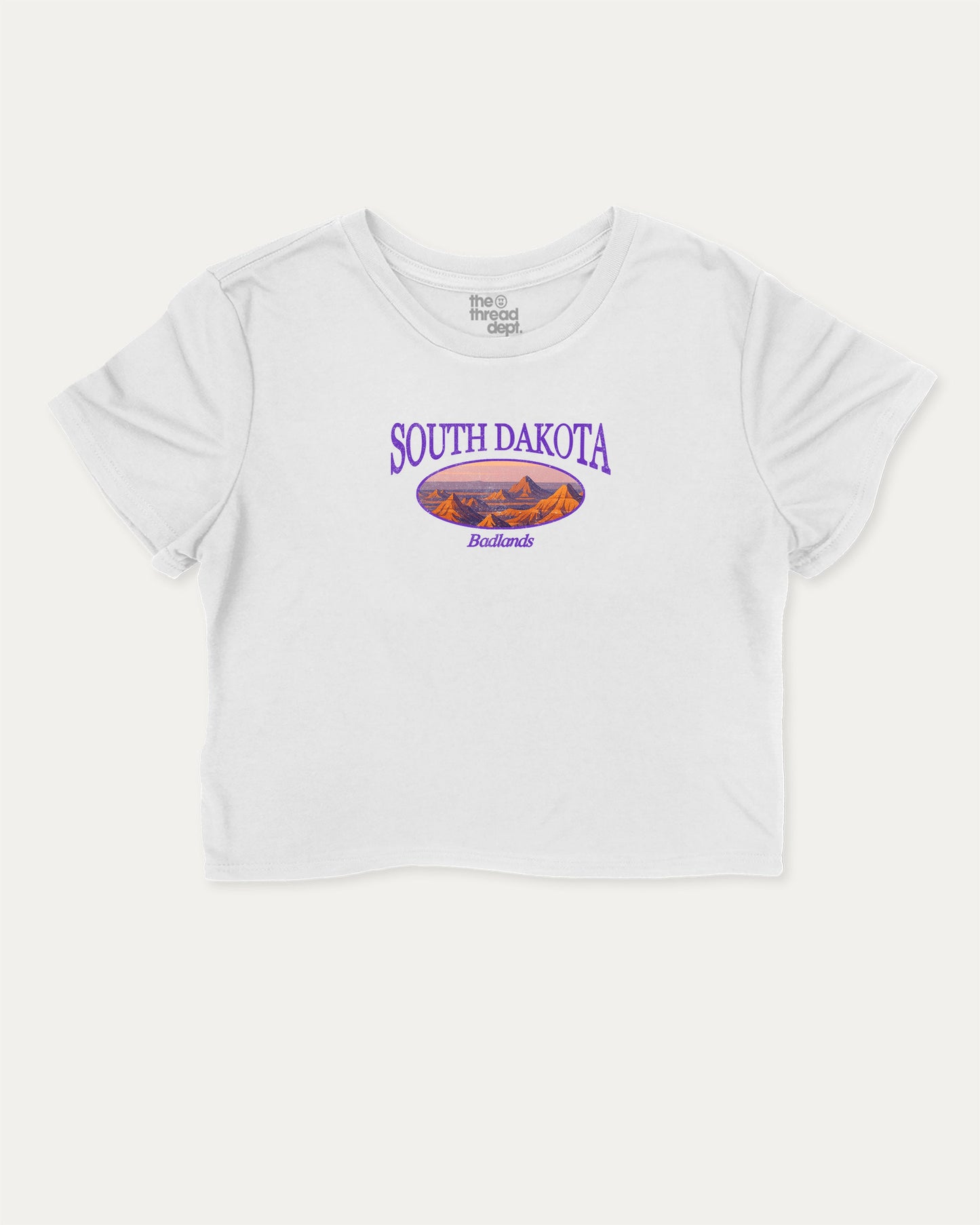 South Dakota graphic crop tee with funny and trendy slogan print, State Graphic Tee, South Dakota State Graphic Tee,  perfect for women’s casual looks or layering. White crop t-shirt.