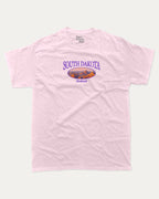 South Dakota graphic tee with bold and humorous print, State Graphic Tee, South Dakota State Graphic Tee,  funny and trendy graphic. Perfect for adults and gift-giving. Pink shirt.