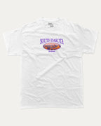 South Dakota graphic tee with bold and humorous print, State Graphic Tee, South Dakota State Graphic Tee,  funny and trendy graphic. Perfect for adults and gift-giving. White shirt.