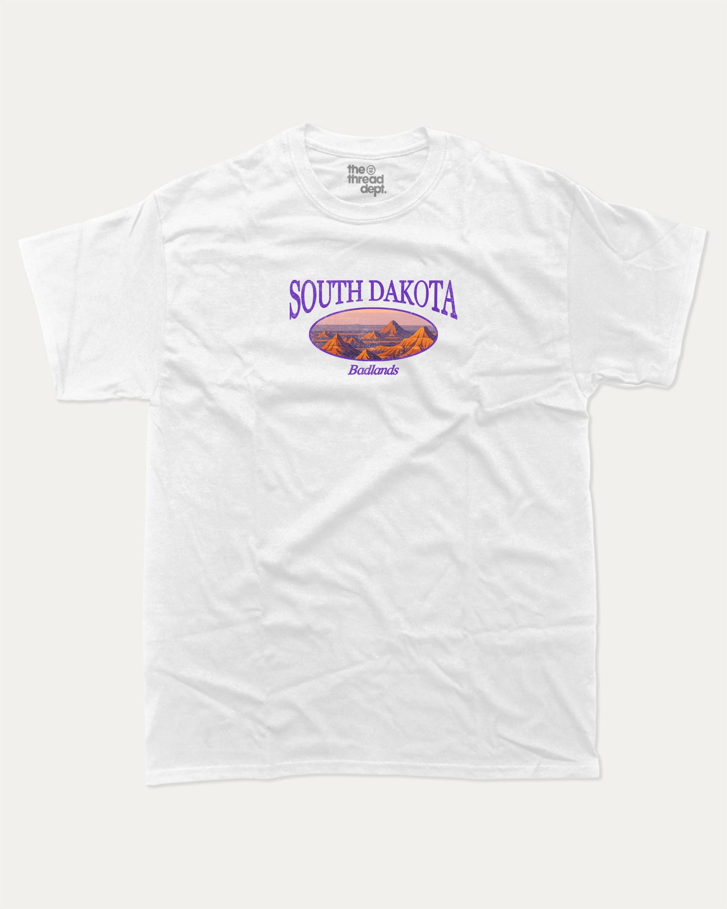 South Dakota graphic tee with bold and humorous print, State Graphic Tee, South Dakota State Graphic Tee,  funny and trendy graphic. Perfect for adults and gift-giving. White shirt.
