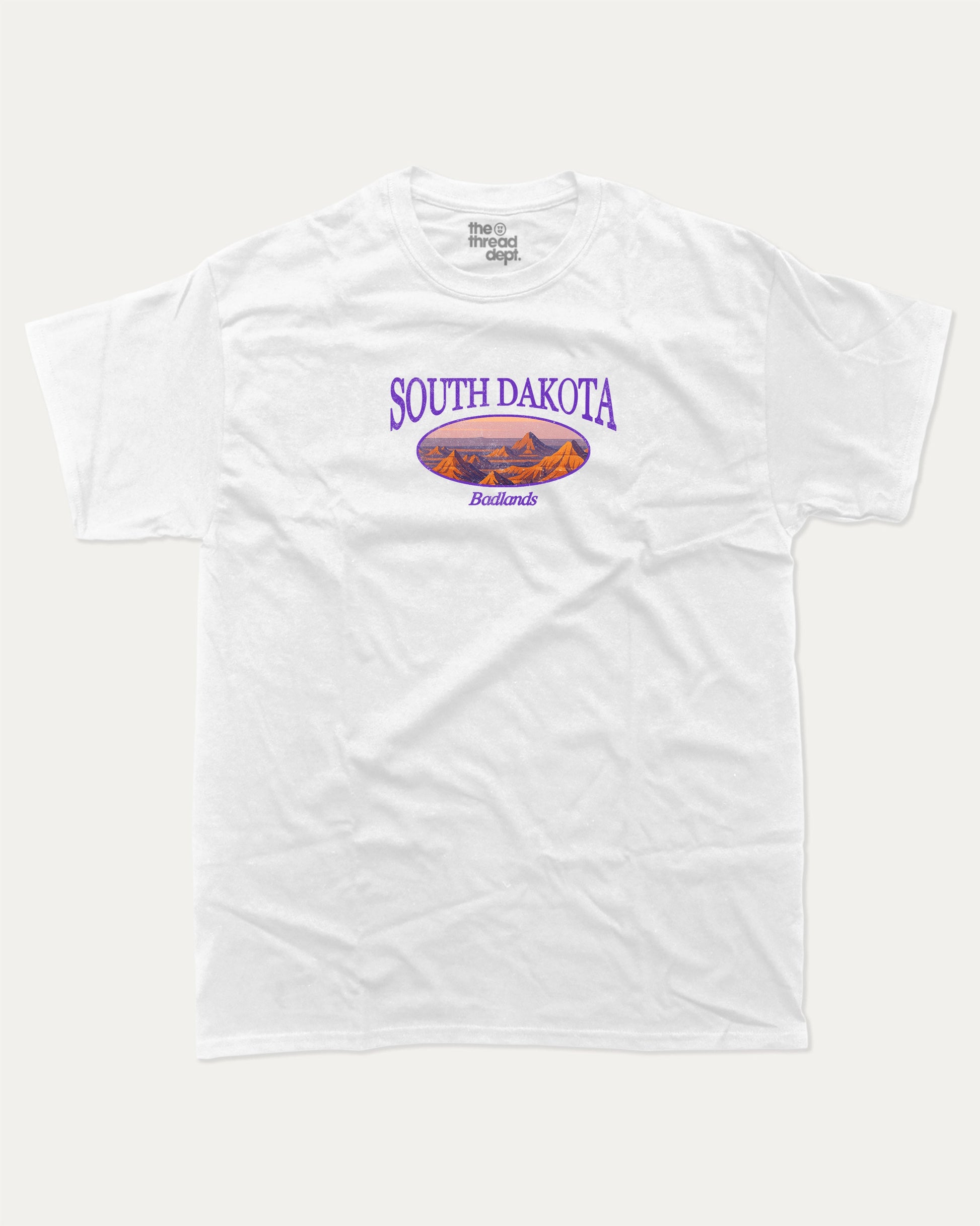 South Dakota graphic tee with bold and humorous print, State Graphic Tee, South Dakota State Graphic Tee,  funny and trendy graphic. Perfect for adults and gift-giving. White shirt.