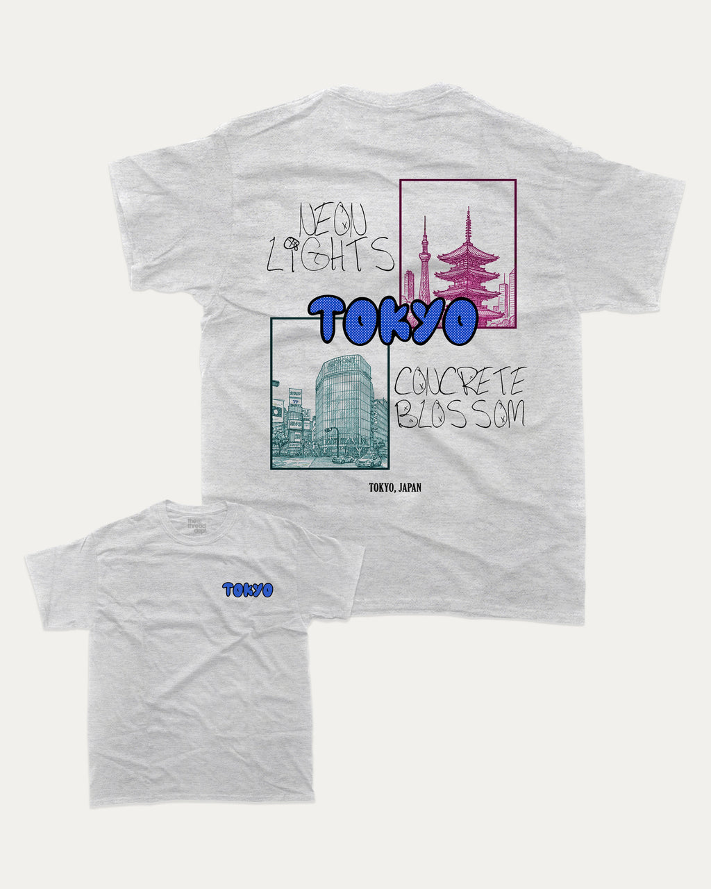 Tokyo graphic tee with bold and humorous print, funny and trendy graphic. Japan T shirt, Tokyo City T shirt, Perfect for adults and gift-giving. Ash Grey shirt.