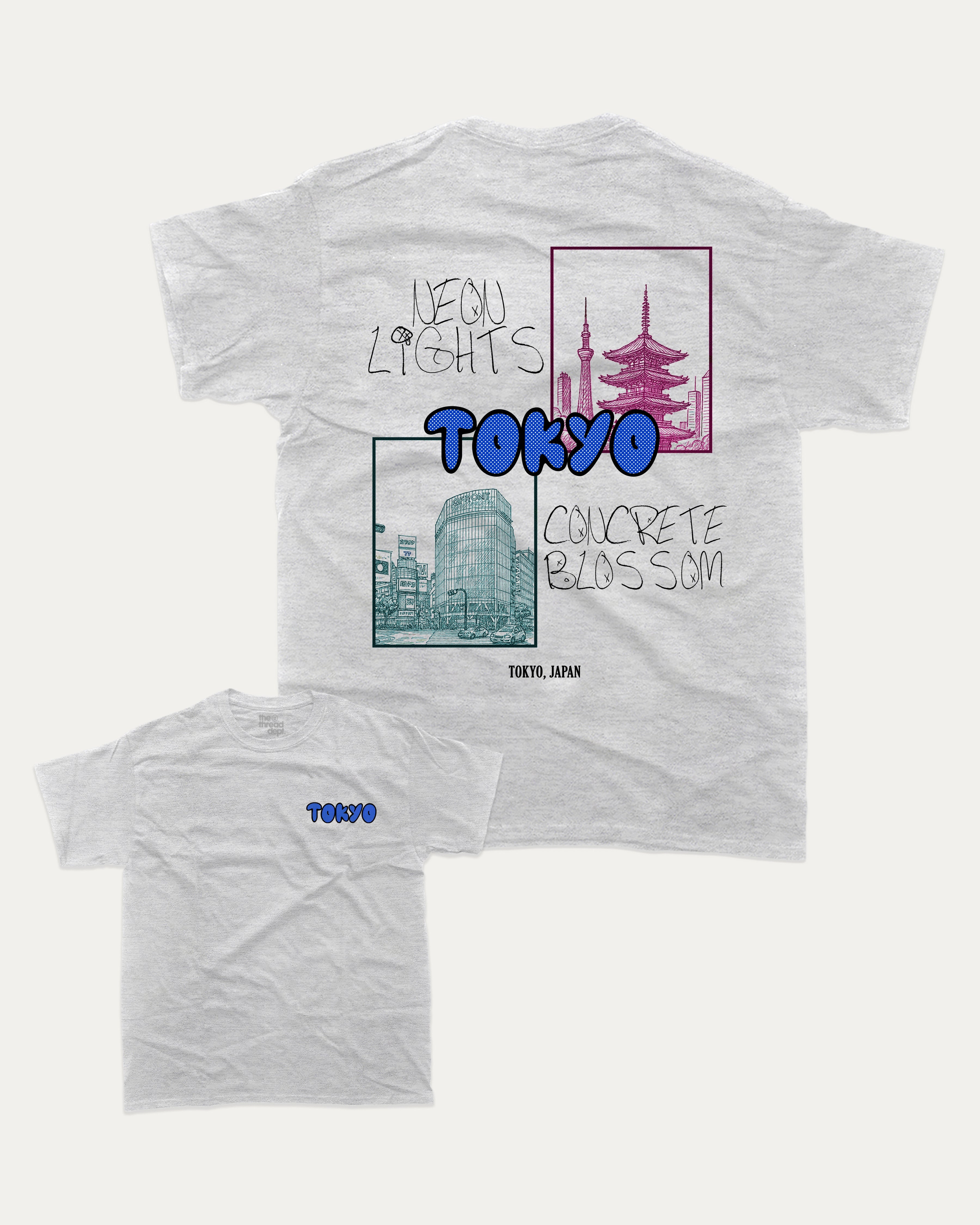 Tokyo graphic tee with bold and humorous print, funny and trendy graphic. Japan T shirt, Tokyo City T shirt, Perfect for adults and gift-giving. Ash Grey shirt.