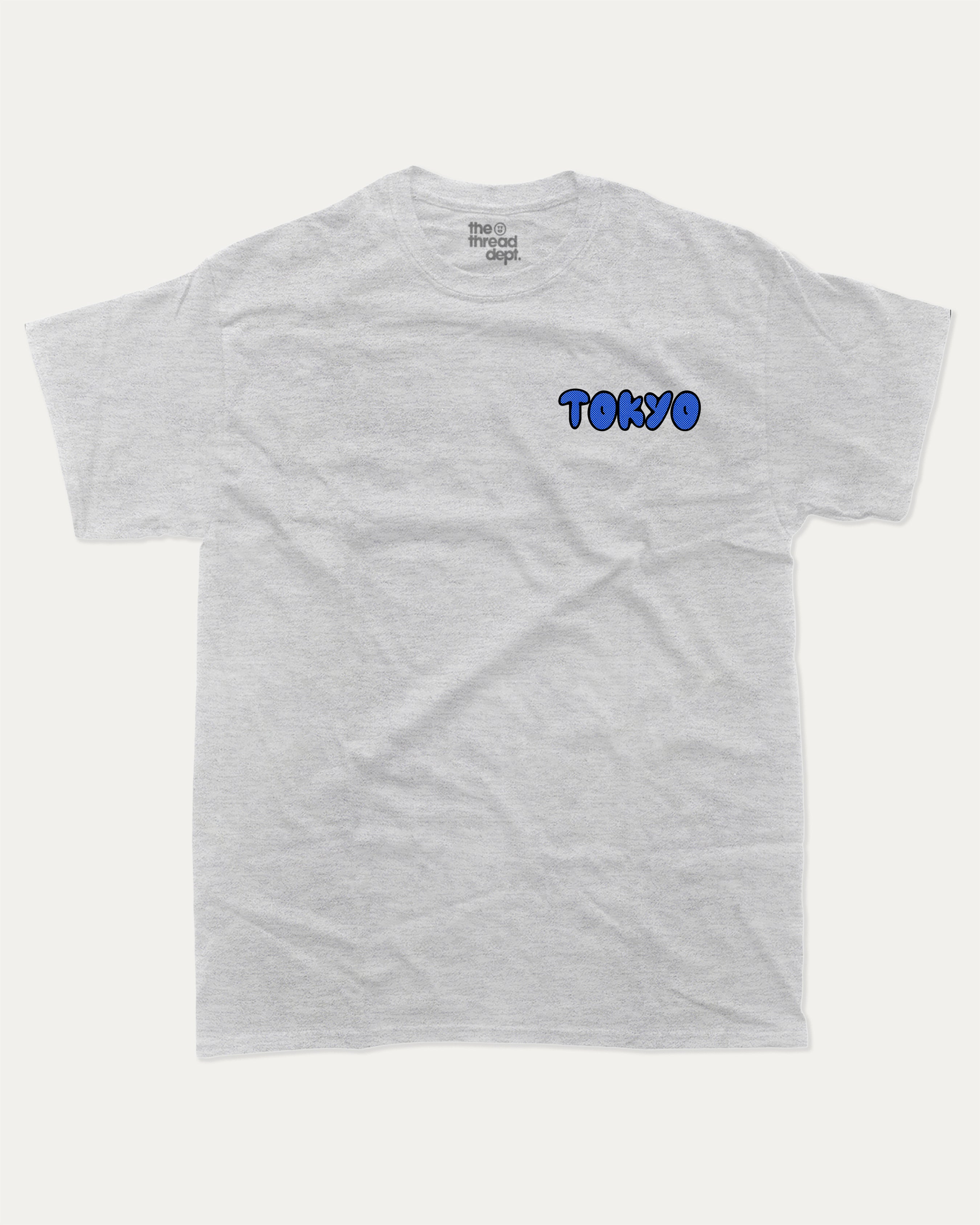 Tokyo graphic tee with bold and humorous print, funny and trendy graphic. Japan T shirt, Tokyo City T shirt, Perfect for adults and gift-giving. Ash Grey shirt.