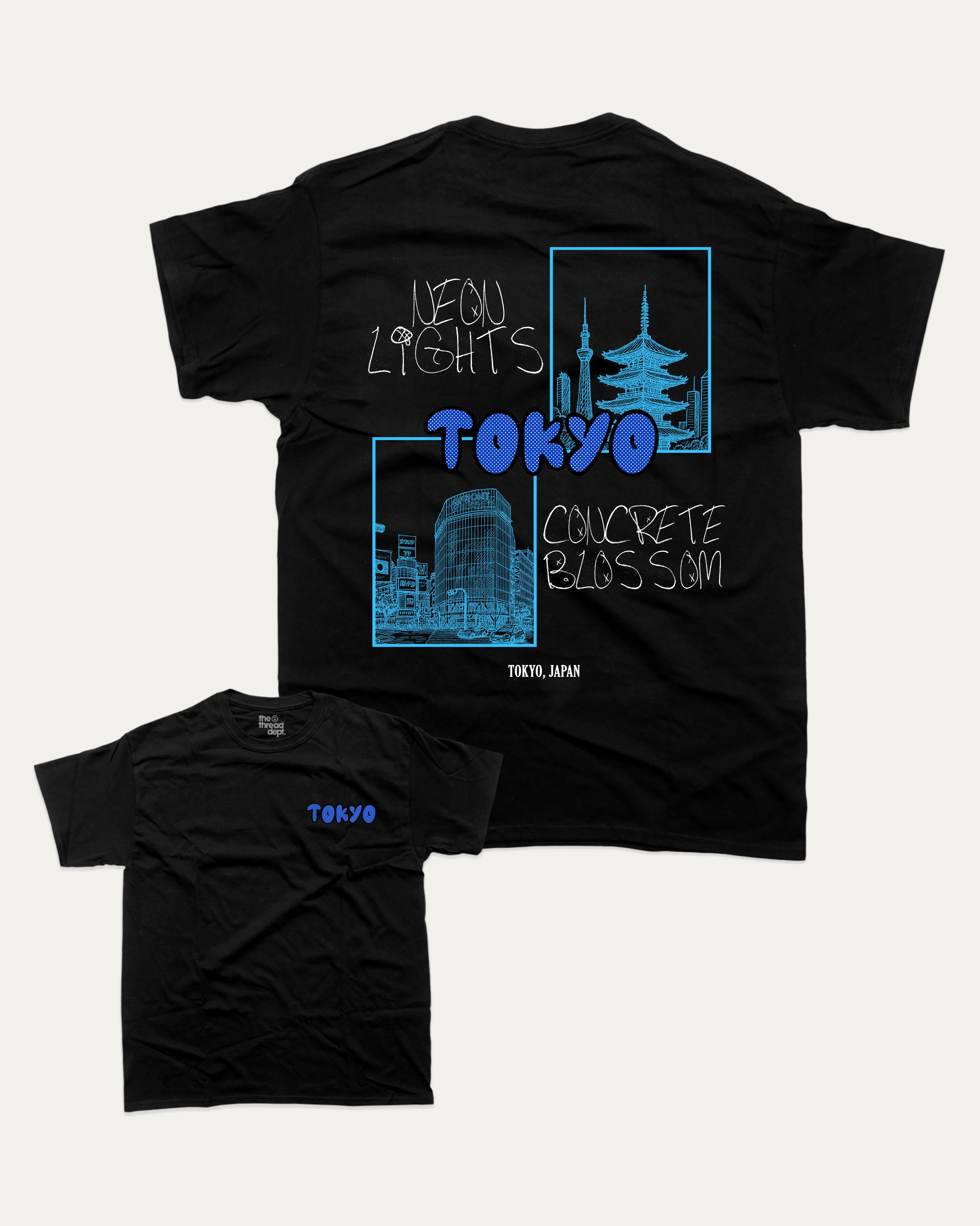 Tokyo graphic tee with bold and humorous print, funny and trendy graphic. Japan T shirt, Tokyo City T shirt, Perfect for adults and gift-giving. Black shirt.