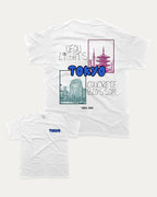 Tokyo graphic tee with bold and humorous print, funny and trendy graphic. Japan T shirt, Tokyo City T shirt, Perfect for adults and gift-giving. White shirt.