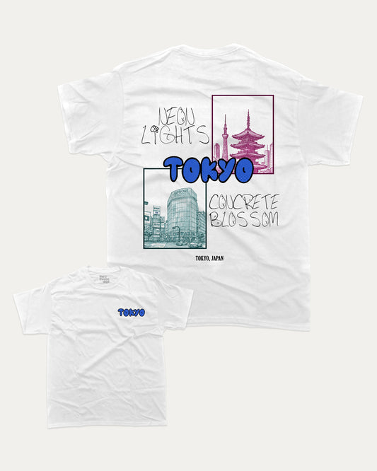 Tokyo graphic t-shirt, perfect for adults. A must-have funny tee, trending meme shirt, unique gift idea. White.