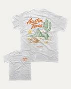 Vintage Austin Texas graphic tee with bold and humorous print, State Graphic T shirt, Austin Grapic T shirt, United States Graphic T shirt, funny and trendy graphic. Perfect for adults and gift-giving. Ash Grey shirt.