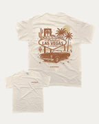 Vintage Las Vegas Ride graphic t-shirt with retro las vagas state print, funny and trendy graphic. Perfect funny gifts for friends. Cream shirt.