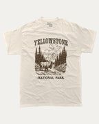 Yellowstone National Park graphic tee with bold and humorous print, funny and trendy graphic. National Park Graphic T shirt, Yellowstone National Park T shirt,  Perfect for adults and gift-giving. Cream shirt.