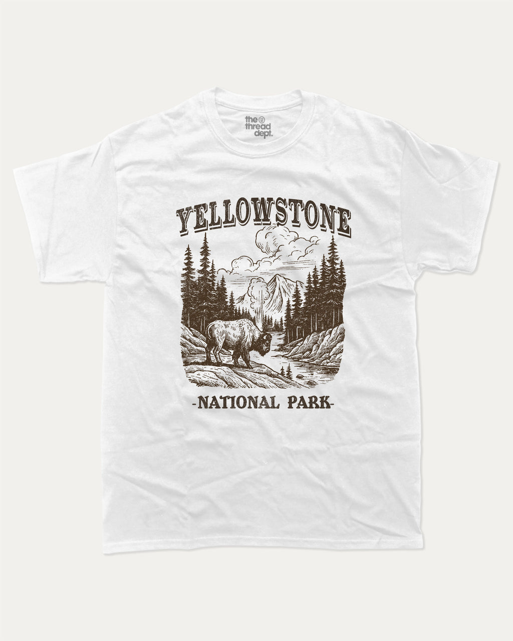 Yellowstone National Park graphic tee with bold and humorous print, funny and trendy graphic. National Park Graphic T shirt, Yellowstone National Park T shirt,  Perfect for adults and gift-giving. White shirt.