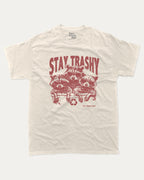 Stay Trashy Graphic Tee Funny Raccoon Graphic T-shirt Retro Graphic Tee Cream 