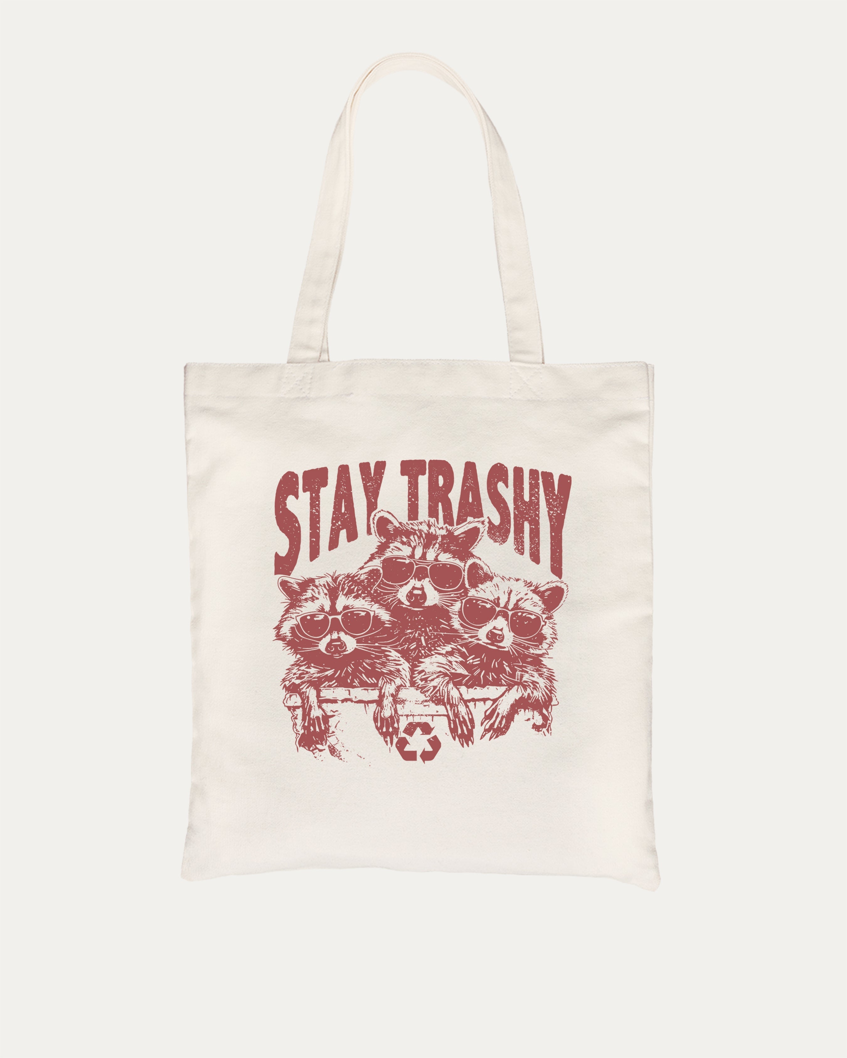 Stay Trashy Tote Canvas Bag Funny Raccoon Graphic Tote Bag Special Gifts For Friends, Family Natural Color