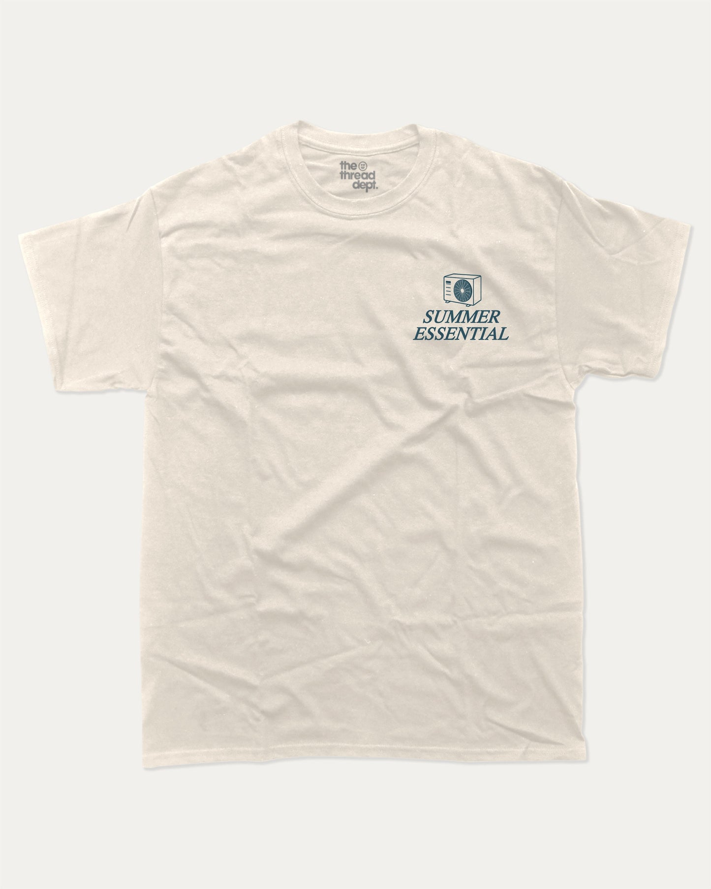 Summer Essential graphic t-shirt, perfect for adults. A must-have funny tee, trending meme shirt, unique gift idea. Cream.