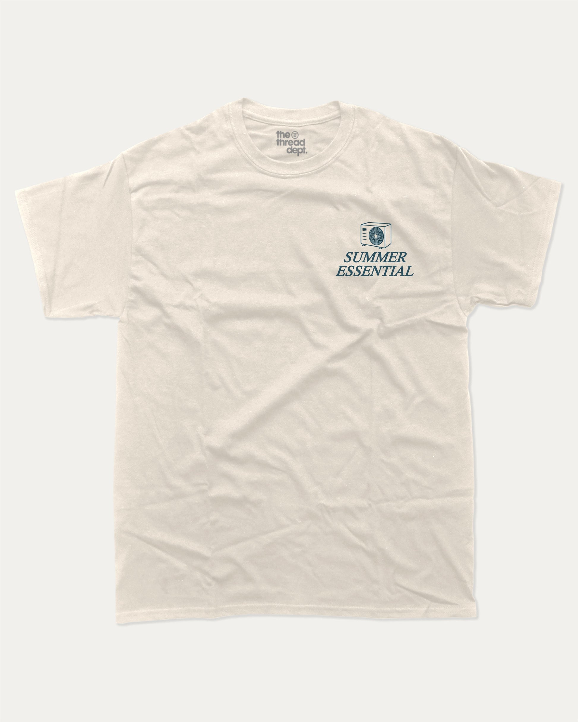 Summer Essential graphic t-shirt, perfect for adults. A must-have funny tee, trending meme shirt, unique gift idea. Cream.