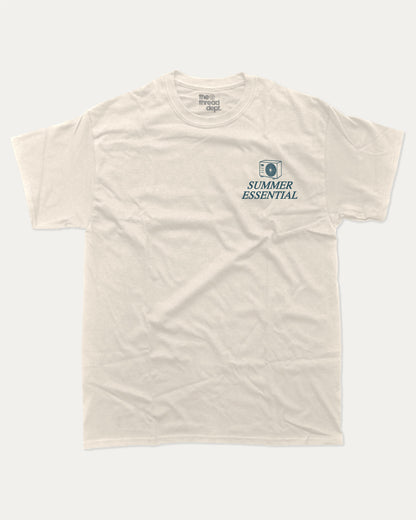 Summer Essential graphic t-shirt, perfect for adults. A must-have funny tee, trending meme shirt, unique gift idea. Cream.