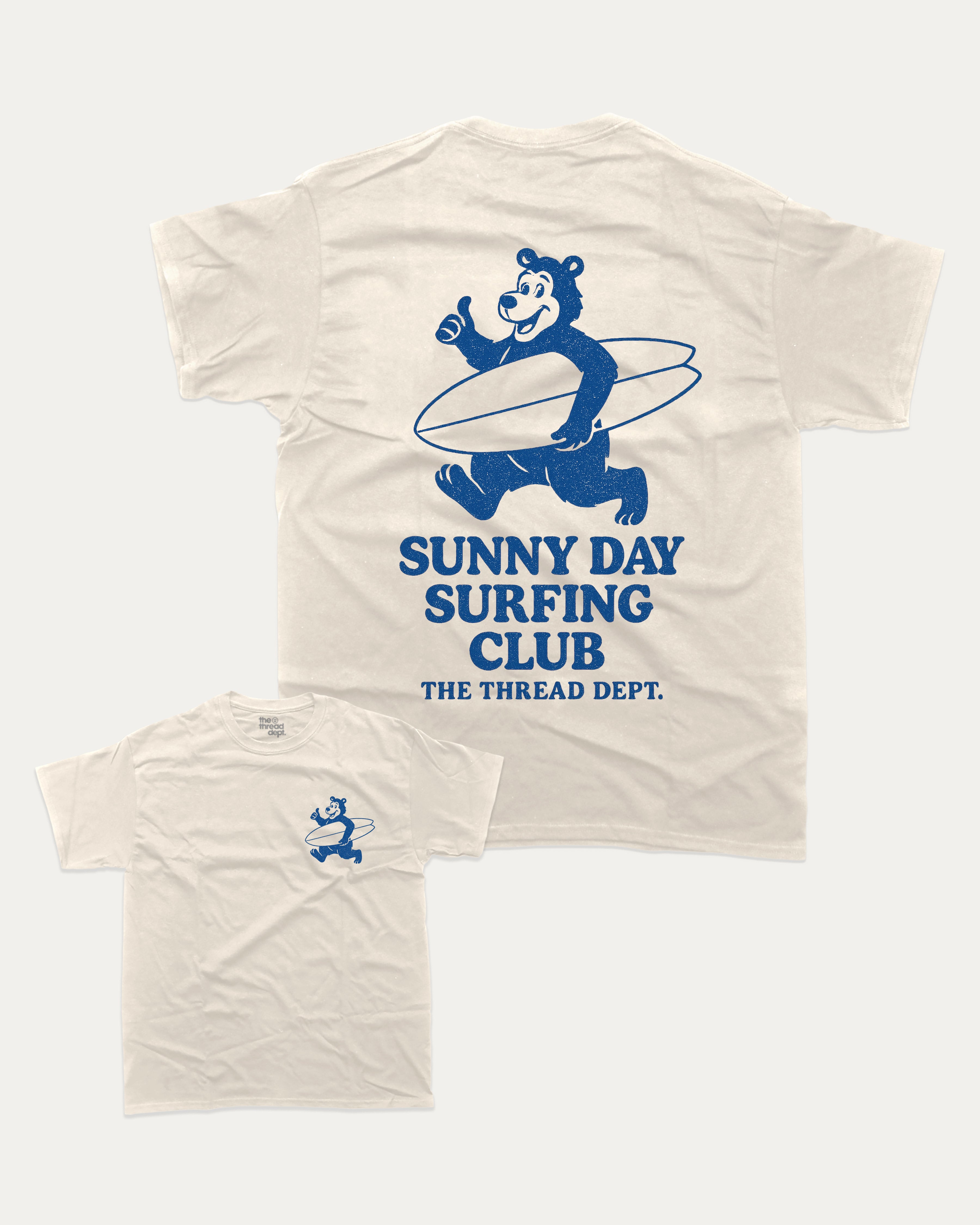 Sunny Day Surfing Club - Graphic Tee - TheThreadDept Graphic Tee Surfing Graphic T Shirt Vintage Retro T shirt Cream back