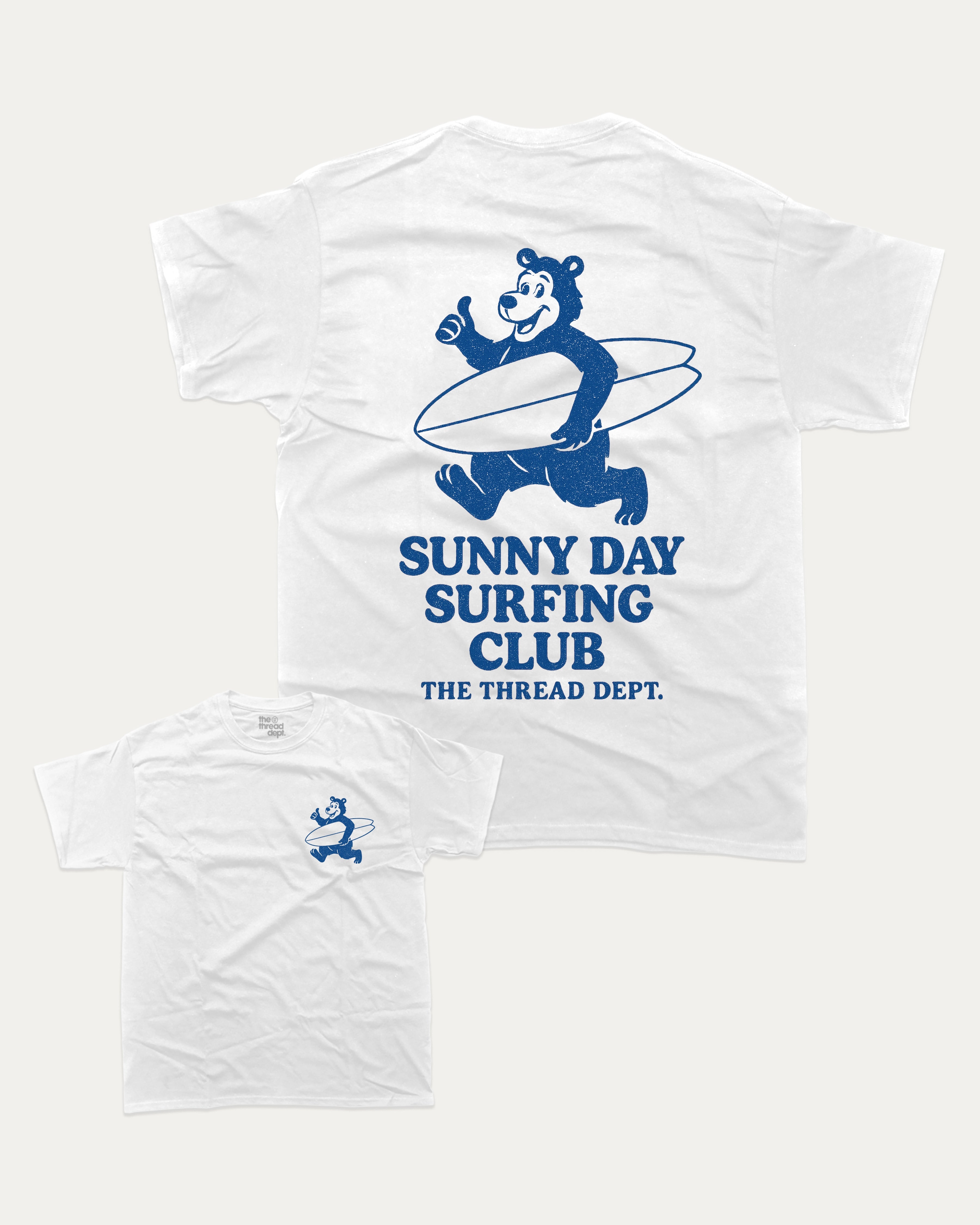 Sunny Day Surfing Club - Graphic Tee - TheThreadDept Graphic Tee Surfing Graphic T Shirt Vintage Retro T shirt White back