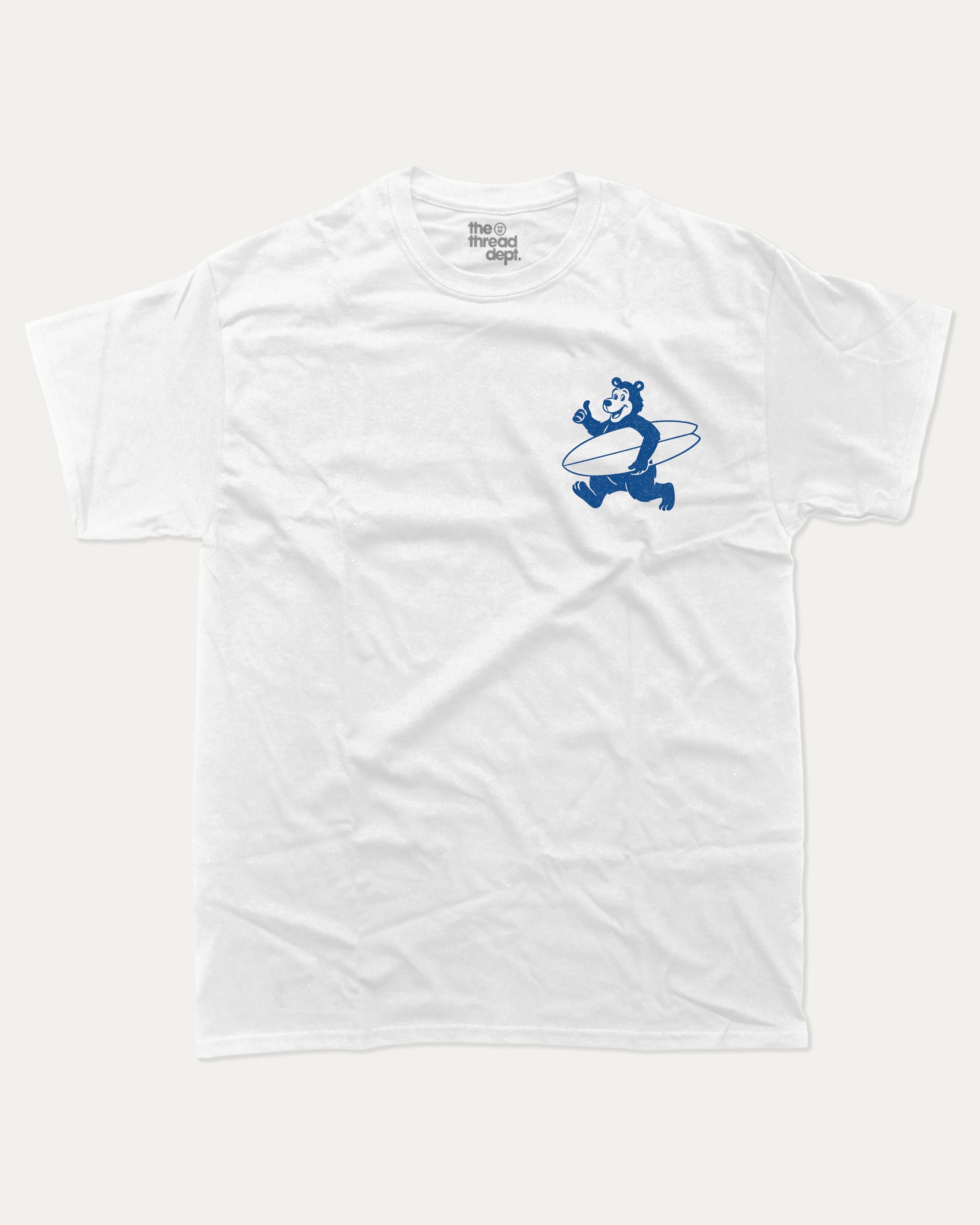 Sunny Day Surfing Club - Graphic Tee - TheThreadDept Graphic Tee Surfing Graphic T Shirt Vintage Retro T shirt White Front