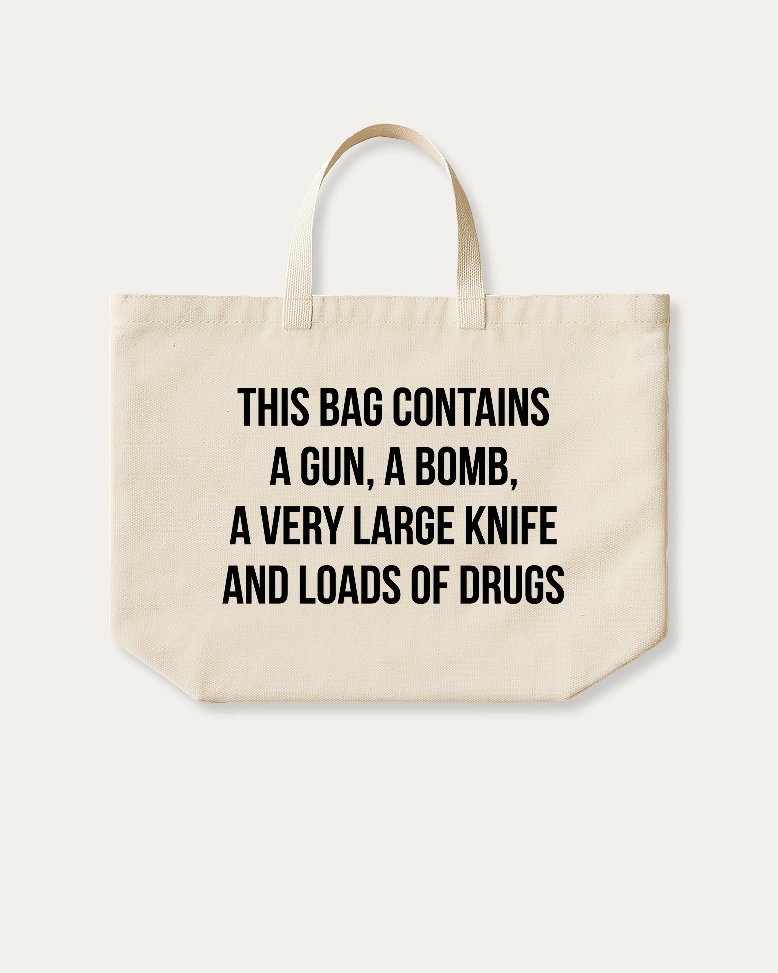 This Bag Contains Dangerous Stuffs - Graphic Canvas Bag Wide - TheThreadDept
